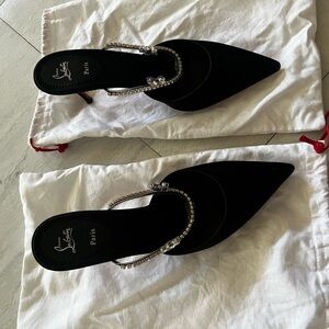 Black satin Louboutin
